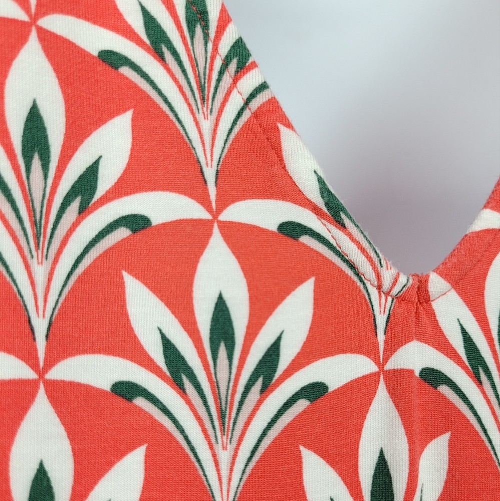 Boden Red and White Patterned Midi Dress - Picture 9 of 10